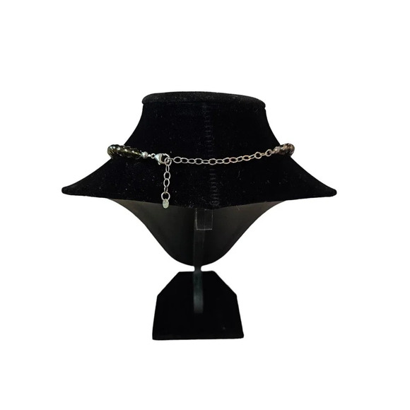 Beautiful Vintage Necklace Polished Stone Quartz Sterling Silver Lobster Clasp - Picture 3 of 7